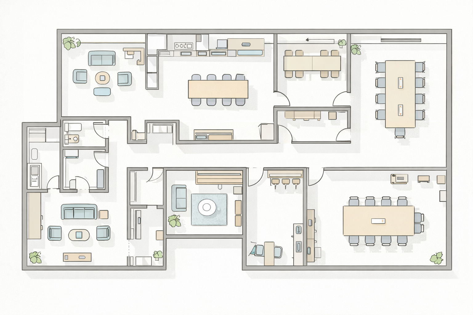 2D architectural floor plan showing room layout with walls, doors, and windows